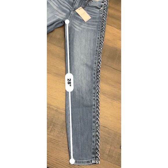 Judy Blue Relaxed Fit Mid-Rise Denim Jeans with braided leg detail - Picture 8 of 10